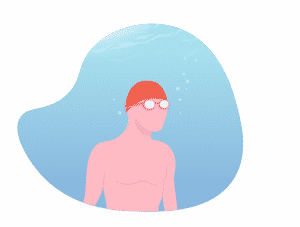 Illustration d'un homme en apnée sous l'eau, le corps droit