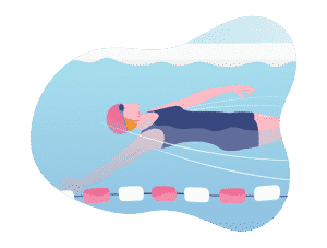 Illustration d'une femme nageant sur le dos